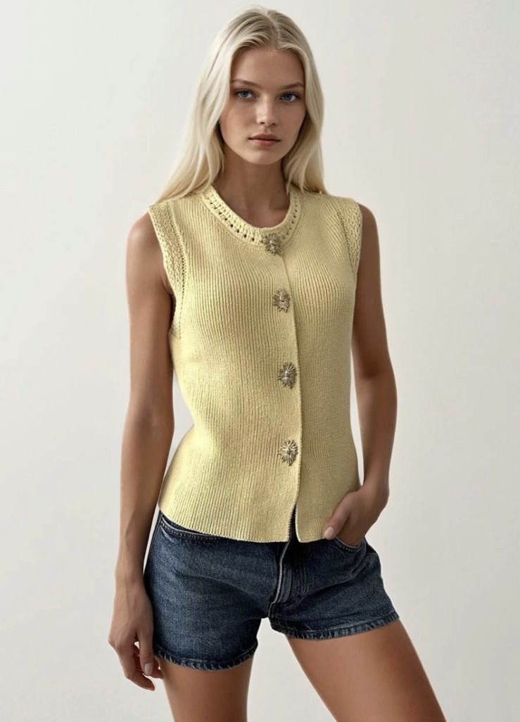 The Lumière Knit Vest, yellow The Lumière Knit Vest, yellow