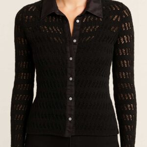 black knit button up