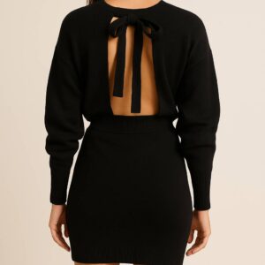 open back knit mini dress