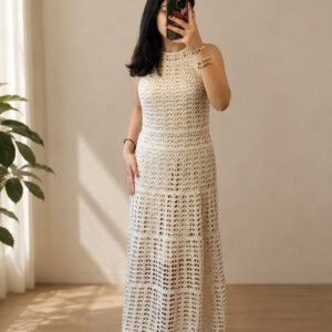 ivory crochet maxi dress